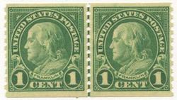 U.S. #597 1c Franklin Coil MNH Line Pair