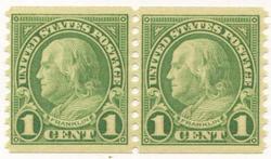 U.S. #597 1c Franklin Coil MNH Pair
