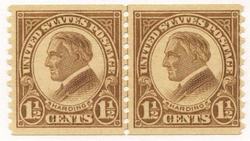 U.S. #598 11/2c Harding Coil - MNH Line Pair