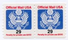 U.S. #O145 pair 29c Official MNH