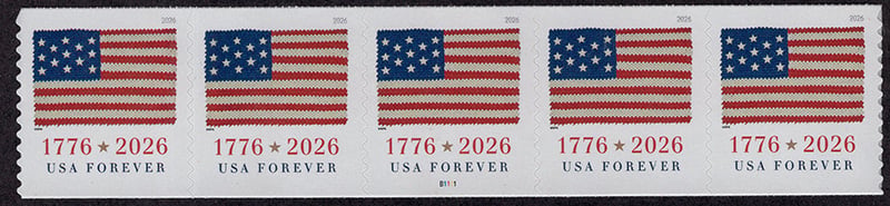 U.S. #6108 US Flag 2026 BCA Coil, PNC of 5