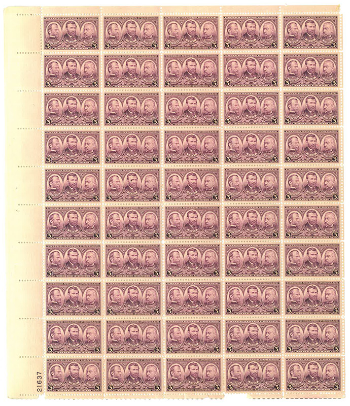 U.S. #787 3c Sherman, Grant and Sheridan - faults