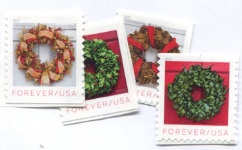 U.S. #5424-27 Holiday Wreaths, 4 Singles