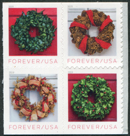 U.S. #5427a Holiday Wreaths Block of 4
