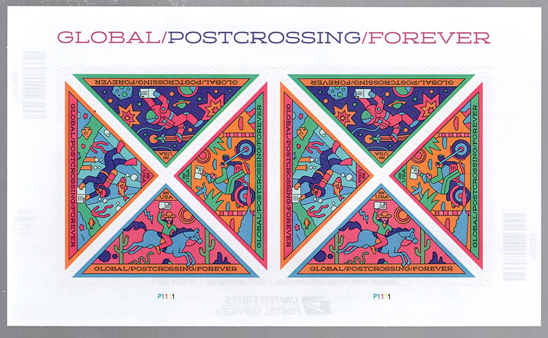 U.S. #6103 Global Postcrossing, Pane of 8