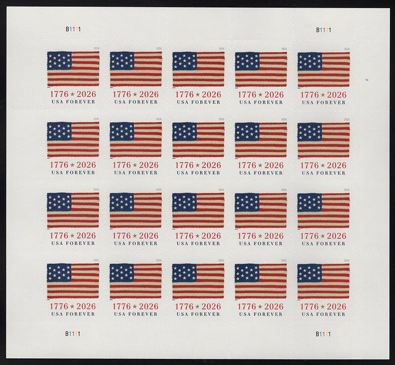 U.S. #6107 US Flag 2026 BCA, Pane of 20