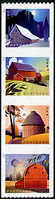 U.S. #5553a Barns Strip of 4 (from coil)