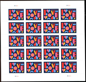 U. S. #5543 Love 2021 Pane of 20