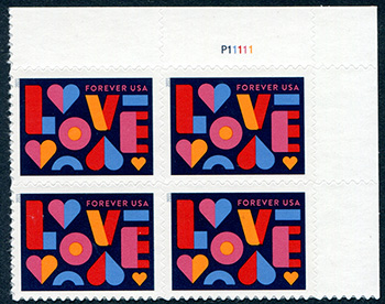 U.S. #5543 Love 2021 PNB of 4