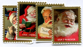 U.S. #5332-35 Christmas Santa, 4 Singles