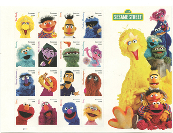U.S. #5394 Sesame Street, Pane of 16