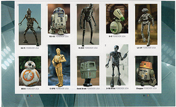 U.S. #5582a Star Wars Droids PNB of 10