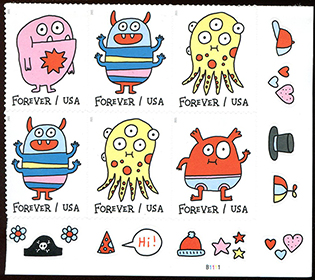 U.S. #5639a Message Monsters PNB of 6