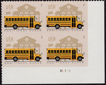 U.S. #5740 School Bus additional ounce, PNB of 4