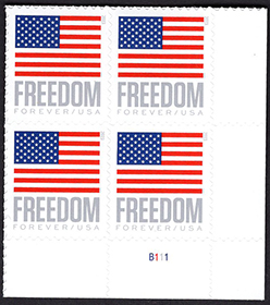 U.S. #5787 Freedom U.S. Flag, PNB of 4