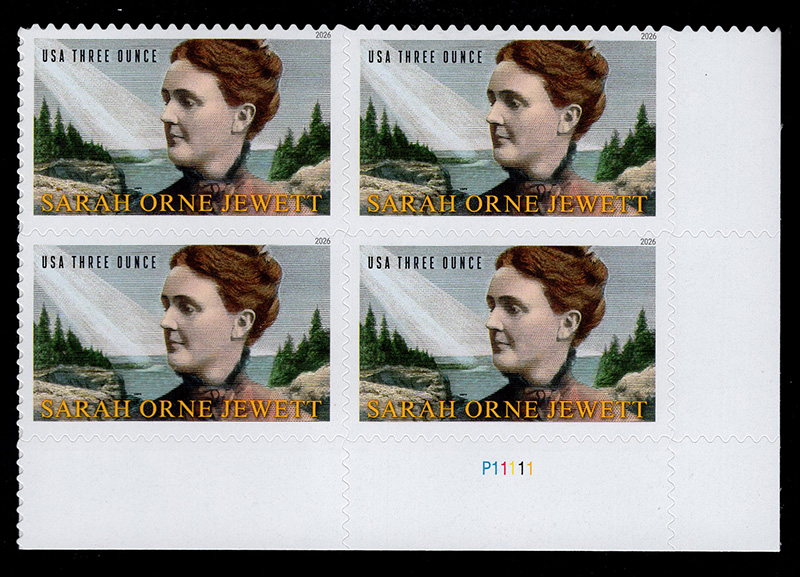 U.S. #6116 Sarah Orne Jewett, 3‑ounce rate stamp PNB 4