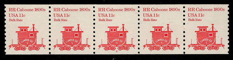 U.S. #1905a-2 RR Caboose 1890s, untagged, P#2 PNC-5