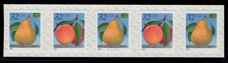 U.S. #2495Ab Peach & Pear Setenant PNC(5)