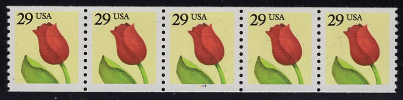 U.S. #2518 (29c) 'F' Tulip Coil Pair PNC(5)