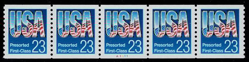 U.S. #2606 23c FlagUSA Presort First Classl PNC(5)
