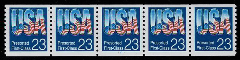 U.S. #2607 23c FlagUSA Presort First Classl PNC(5)
