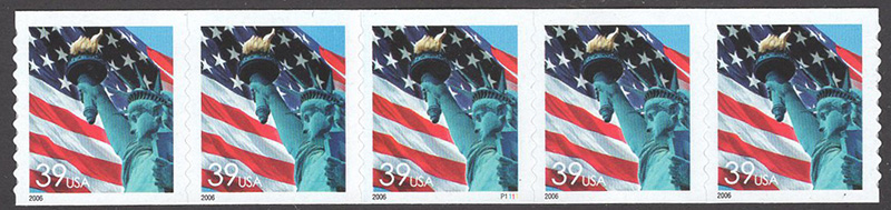 U.S. #3981 39c Lady Liberty Flag PNC(5) #P1111