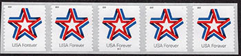 U.S. #5362 Star Ribbon PNC of 5