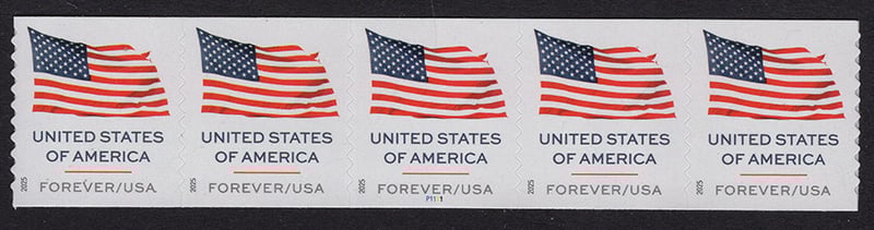 U.S. #6017 U.S. Flag 2025 AP PNC of 5