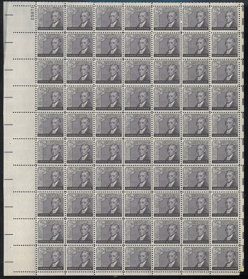 U.S. #1105 James Madison Pane of 70