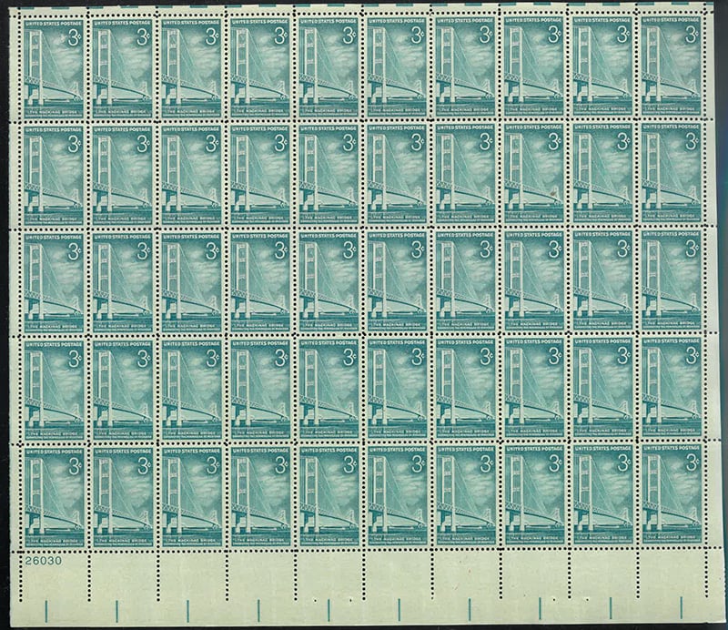 U.S. #1109 Mackinac Bridge Pane of 50
