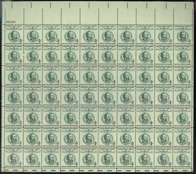 U.S. #1117 Kossuth 4c Pane of 70