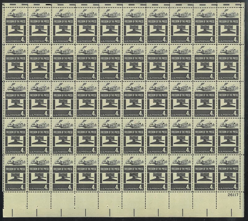 U.S. #1119 Freedom of the Press Pane of 50