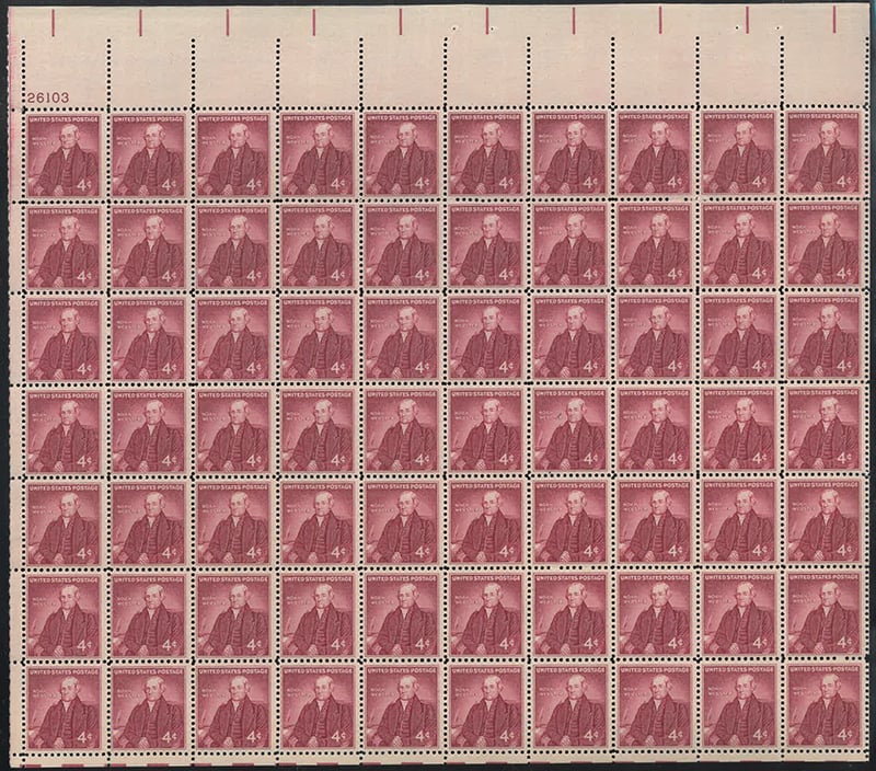 U.S. #1121 Noah Webster Pane of 70