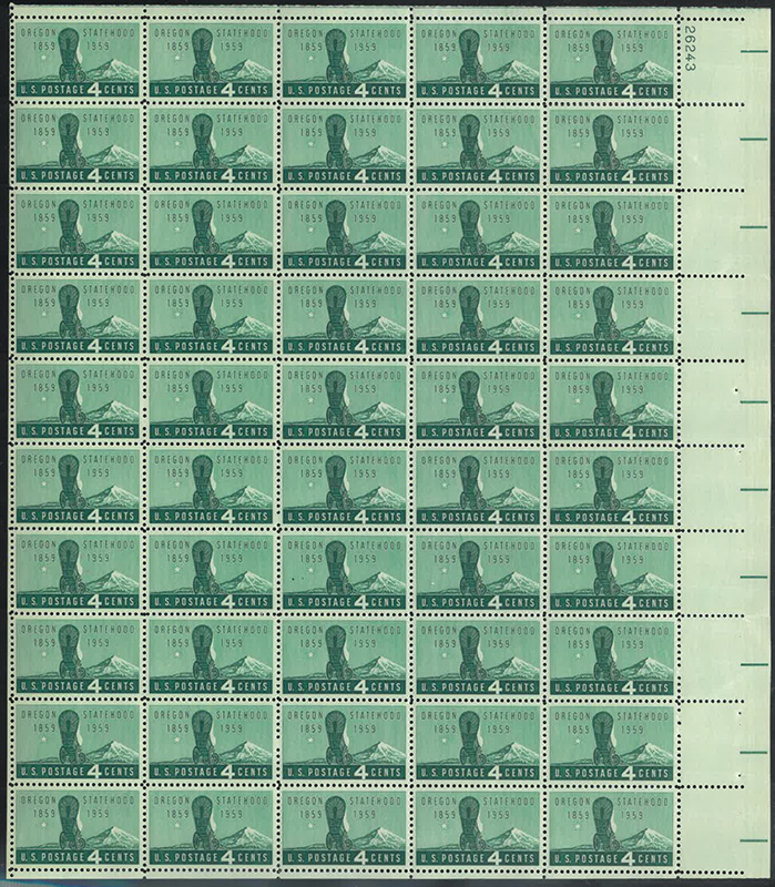 U.S. #1124 Oregon Statehood Pane of 50
