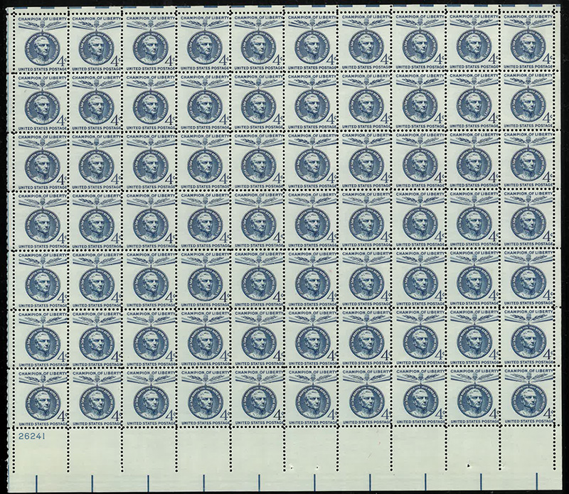 U.S. #1125 San Martin 4c Pane of 70