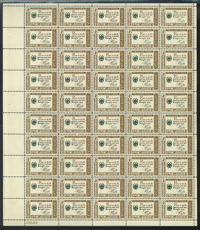U.S. #1139 American Credo - Washington Pane of 50