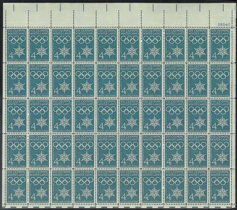 U.S. #1146 Squaw Valley Winter Olympics Pane of 50