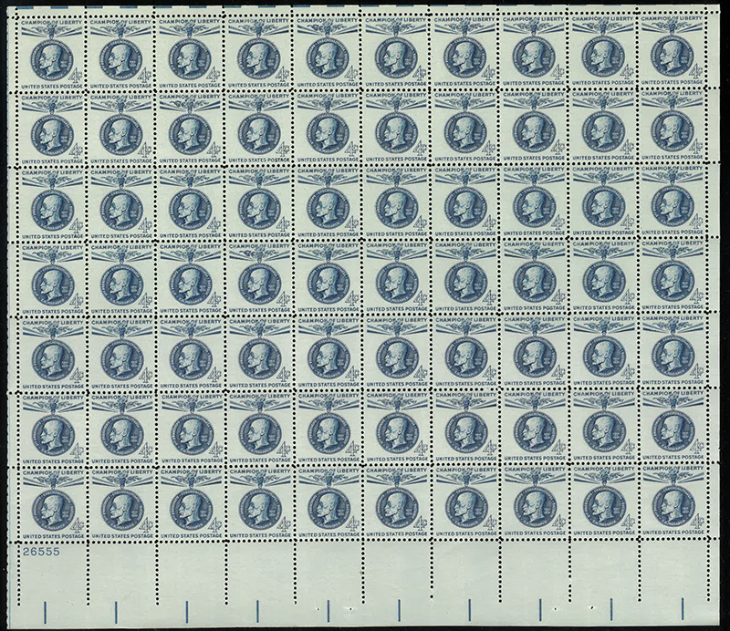 U.S. #1147 Masaryk 4c Pane of 70