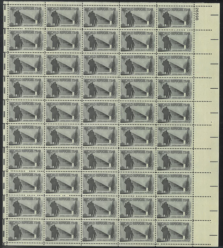 U.S. #1149 World Refugee Year Pane of 50
