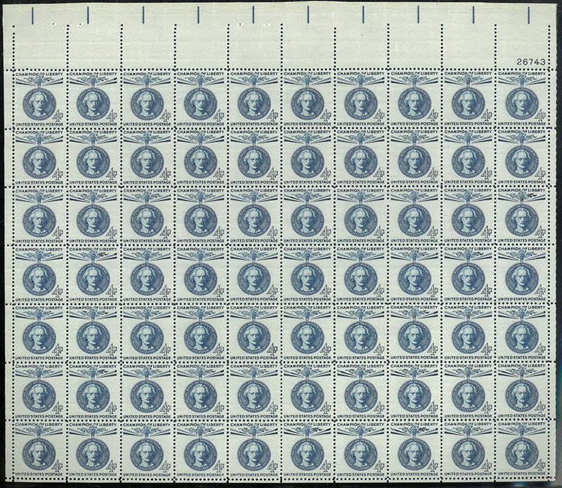 U.S. #1159 Paderewski 4c Pane of 70