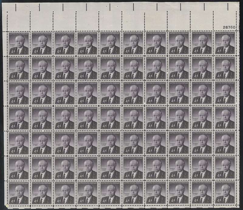 U.S. #1161 Robert A. Taft Pane of 50