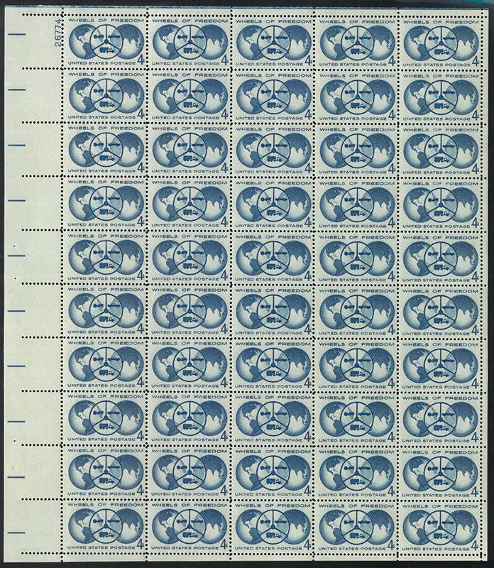 U.S. #1162 Wheels of Freedom Pane of 50