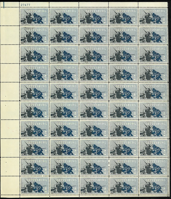 U.S. #1180 Gettysburg Pane of 50