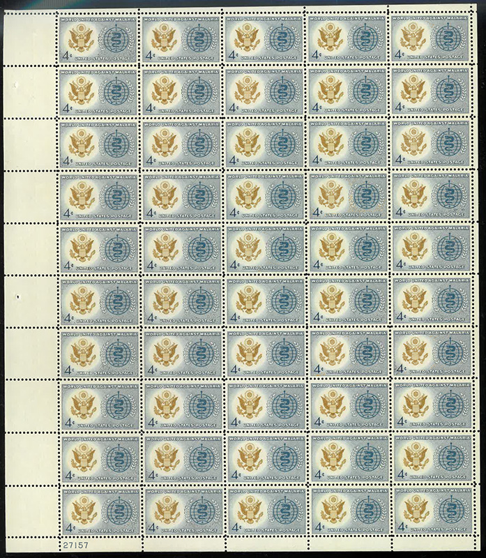 U.S. #1194 Malaria Eradication - WHO Pane of 50