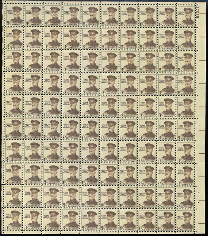 U.S. #1214 8c John J. Pershing Pane of 100