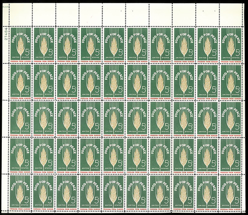 U.S. #1231 Freedom From Hunger pane of 50
