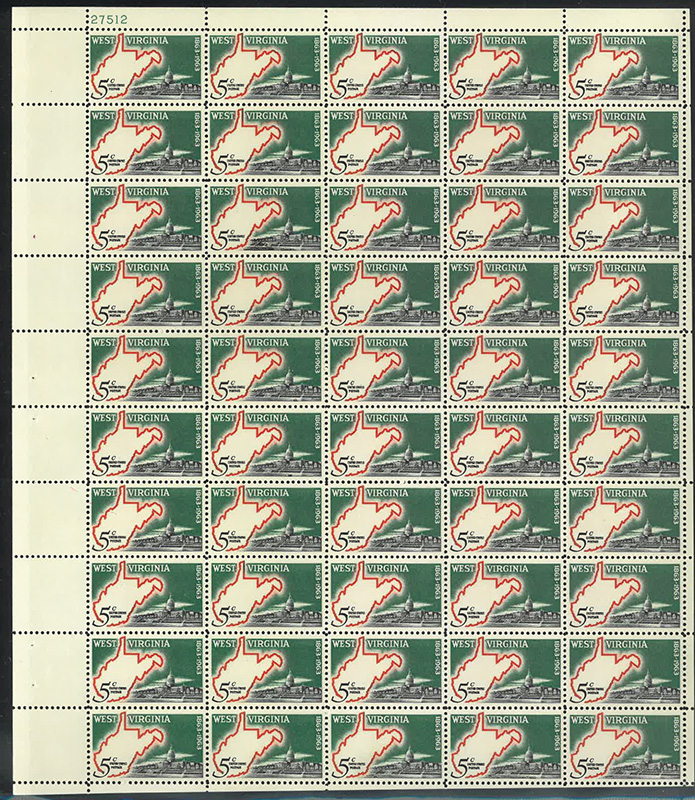 U.S. #1232 West Virginia Statehood Pane of 50