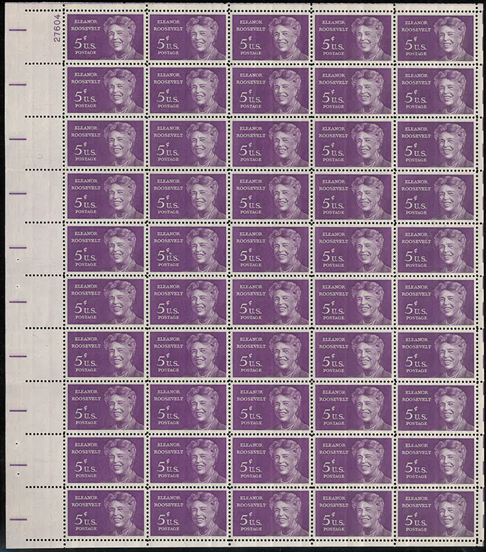 U.S. #1236 Eleanor Roosevelt pane of 50