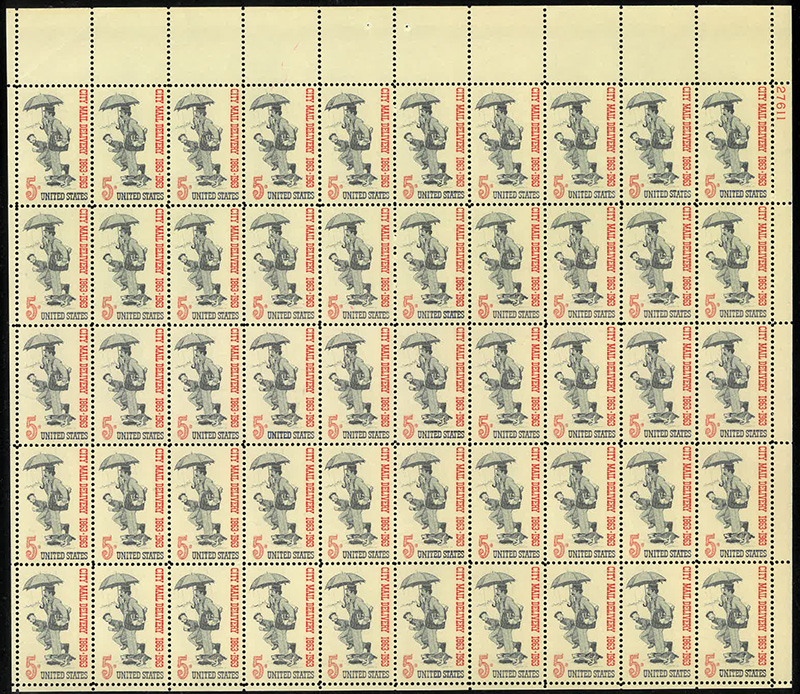 U.S. #1238 City Mail Delivery Pane of 50