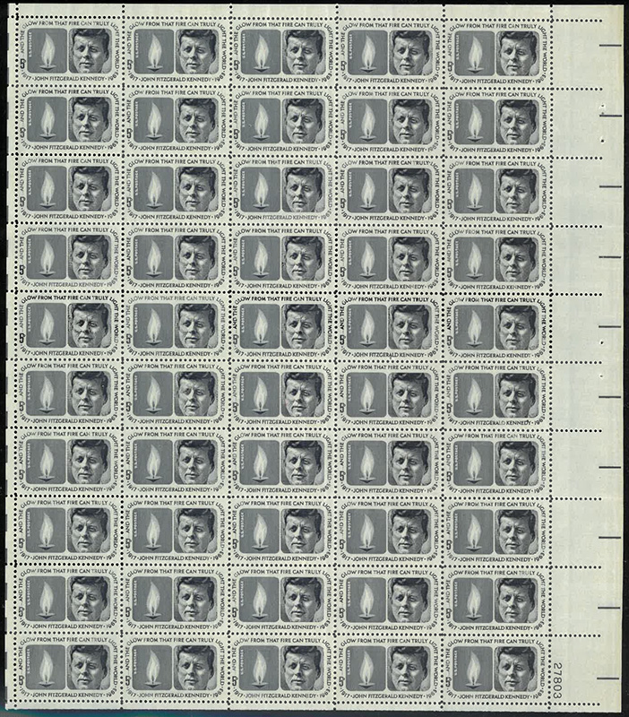 U.S. #1246 John F. Kennedy pane of 50